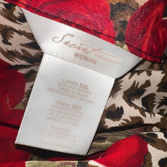 Y2k sheer cheetah print with roses button up blouse sz xxl - Picture 5 of 6